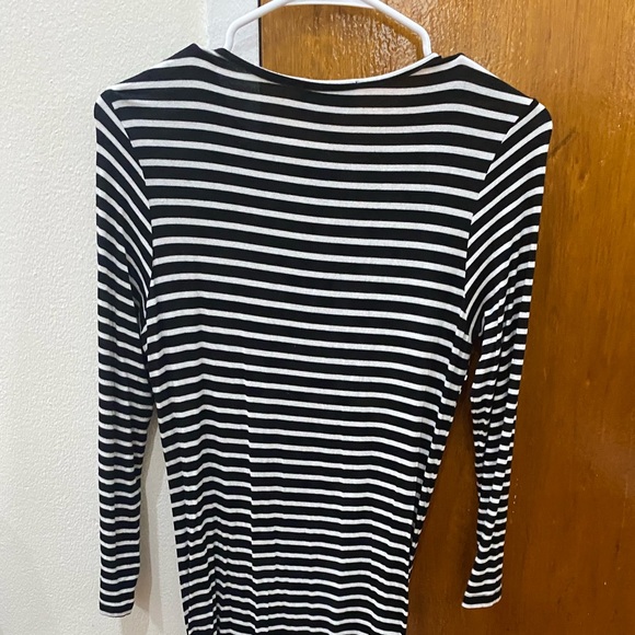 Wuko Gals Striped Black and White Midi Dress with Side Ties - Picture 5 of 5